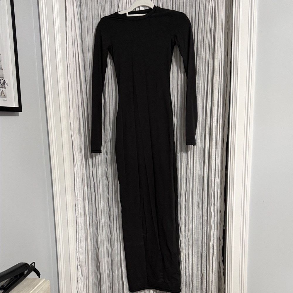 SKIMS Black Long Sleeve Dress